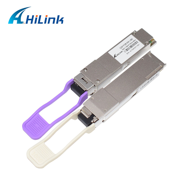 QSFP28 BIDI 1280nm/1300nm 80KM Émetteur-récepteur optique LC simplex Mode unique DDM pour longue distance