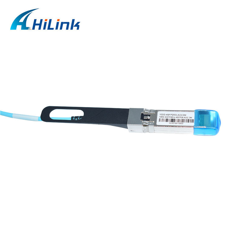 Cable optique actif breakout OM3 certifié 100G QSFP28 à 4xSFP28 AOC avec une longueur de câble de 1 à 5 m et certification CE RoHS