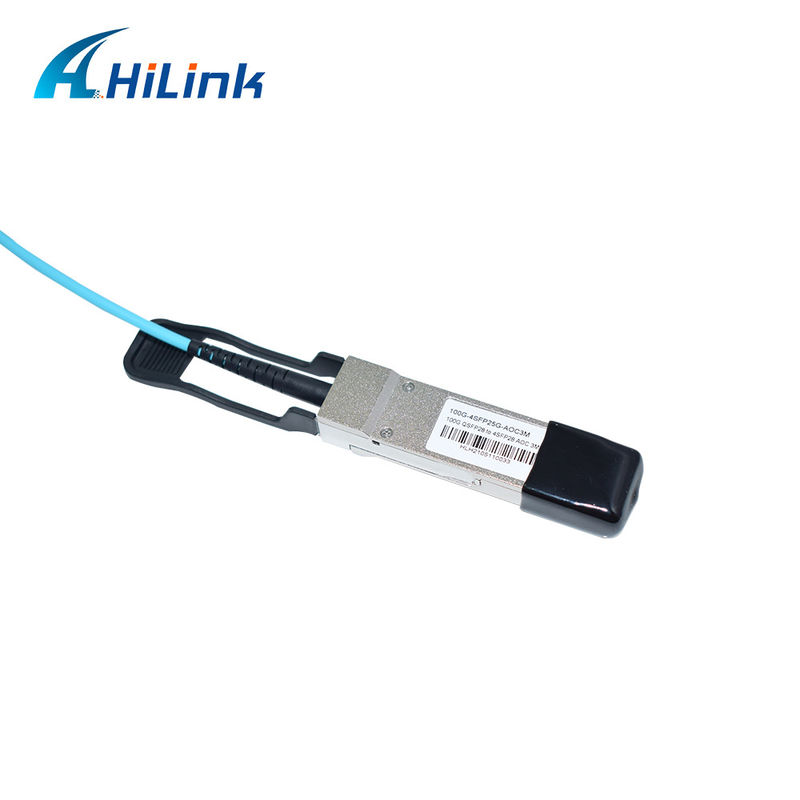 Cable optique actif breakout OM3 certifié 100G QSFP28 à 4xSFP28 AOC avec une longueur de câble de 1 à 5 m et certification CE RoHS