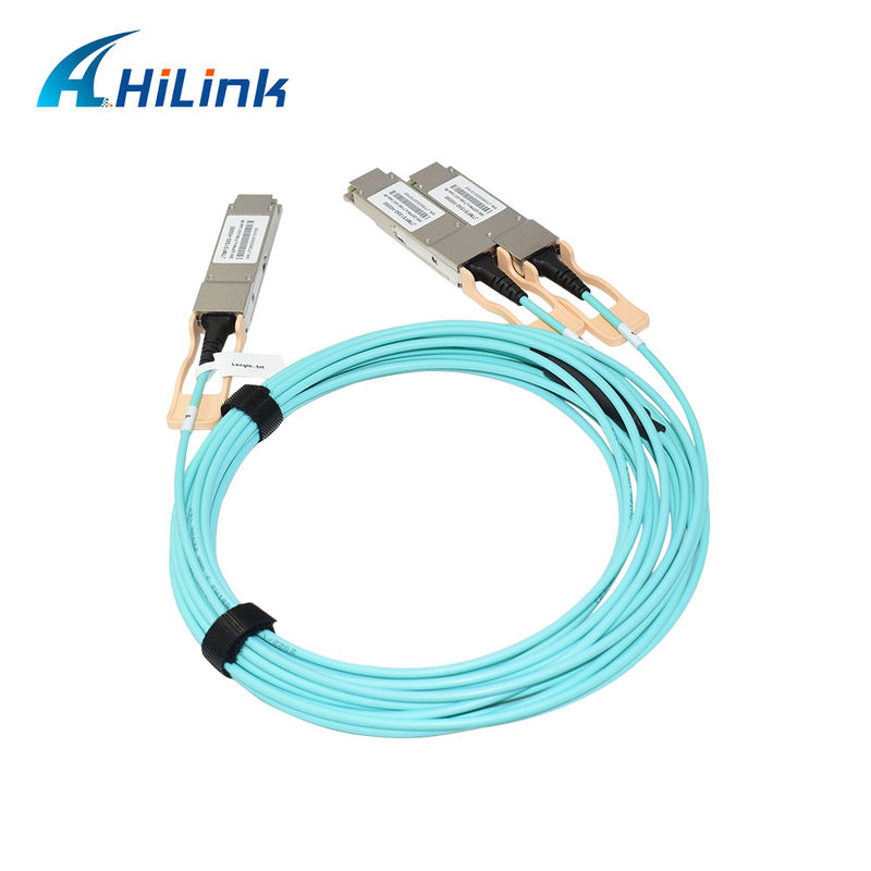 Solution AOC de câble optique actif 200G QSFP56 à 2*QSFP28 2*100G certifiée pour la transmission de données à des températures extrêmes