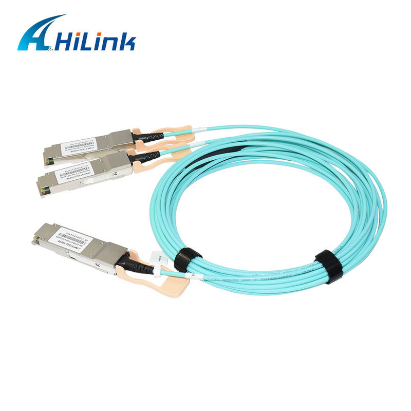 Solution AOC de câble optique actif 200G QSFP56 à 2*QSFP28 2*100G certifiée pour la transmission de données à des températures extrêmes