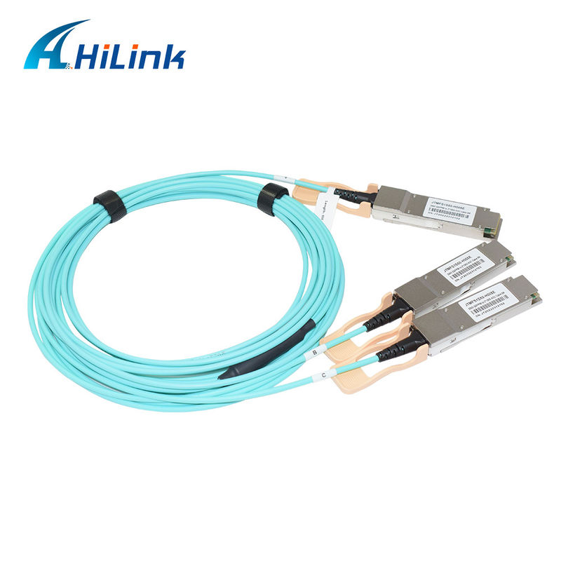 Solution AOC de câble optique actif 200G QSFP56 à 2*QSFP28 2*100G certifiée pour la transmission de données à des températures extrêmes