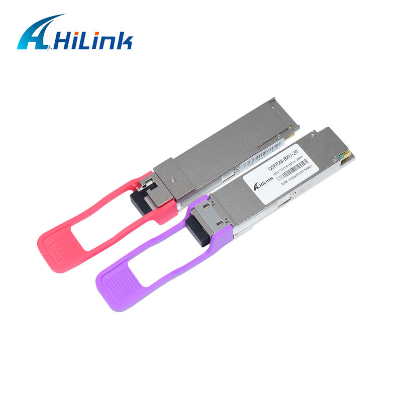 Émetteur-récepteur optique QSFP28 PAM4 100G 20Km BIDI enfichable à chaud Simplex LC +3.3V 1271/1331nm EML+PIN Monomode