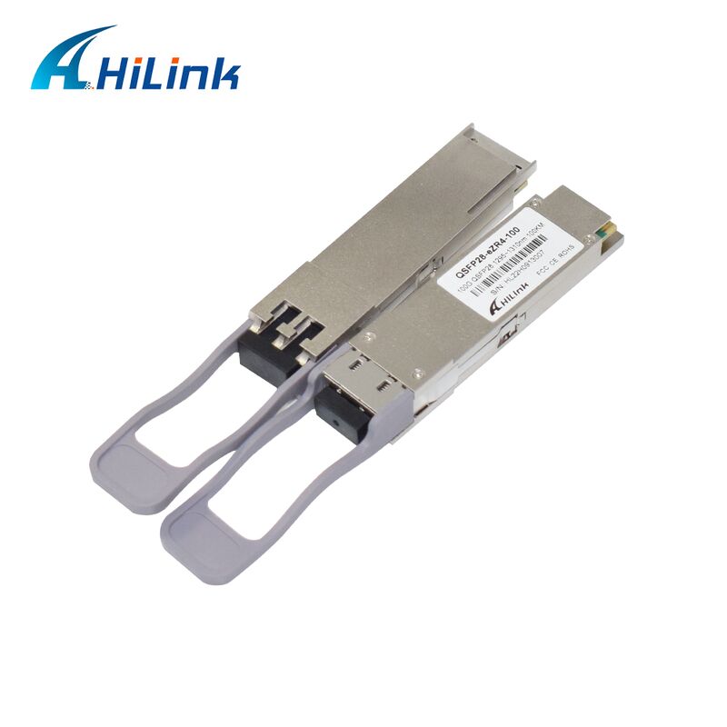 Module d'émetteur-récepteur optique Hilink 100G QSFP28 avec une distance de 100 km, un débit de données 100G et une conformité ZR4+