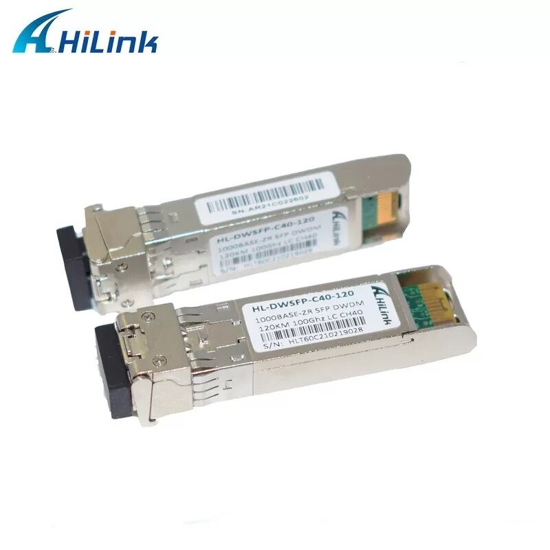 Émetteur-récepteur optique 1,25 G DWDM SFP compatible Hilink avec connecteur LC duplex pour une distance de 40 km/80 km/120 km/160 km